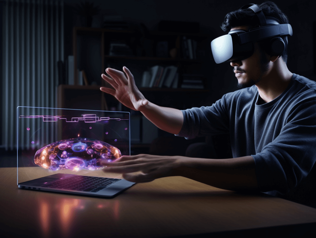 a developer exploring the capabilities of ar and vr headset for coding